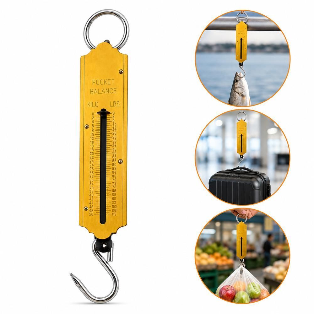 Balança de Gancho Manual 50KG em Aço Portátil para Pesca e Uso Geral Yeet