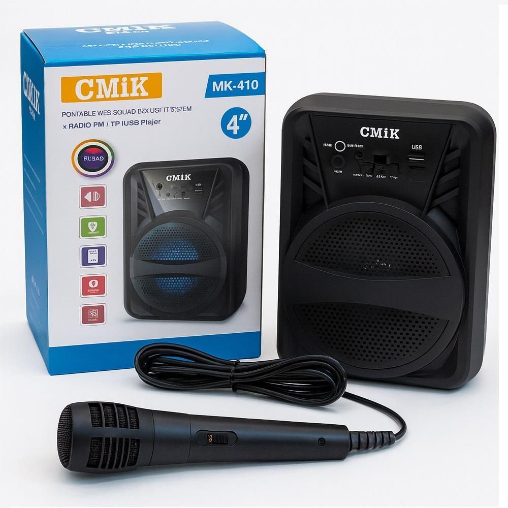 Caixa de Som Portátil Yeet MK-410 10W 2.1 Bluetooth USB AUX Microfone Preto 14CM
