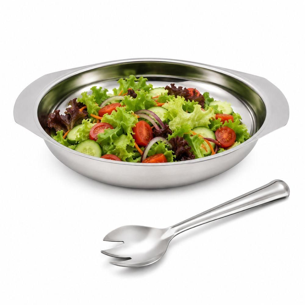 Conjunto para Salada Madefer em Aço Inox com Cumbuca e Pegador para Servir 2 Peças Inox Yeet