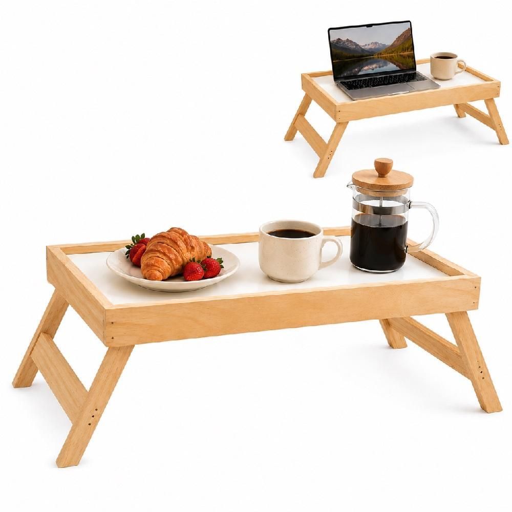 Bandeja Mesa de Café da Manhã Dobrável Madeira Pinus Rústico Amadeirado Yeet 26CM
