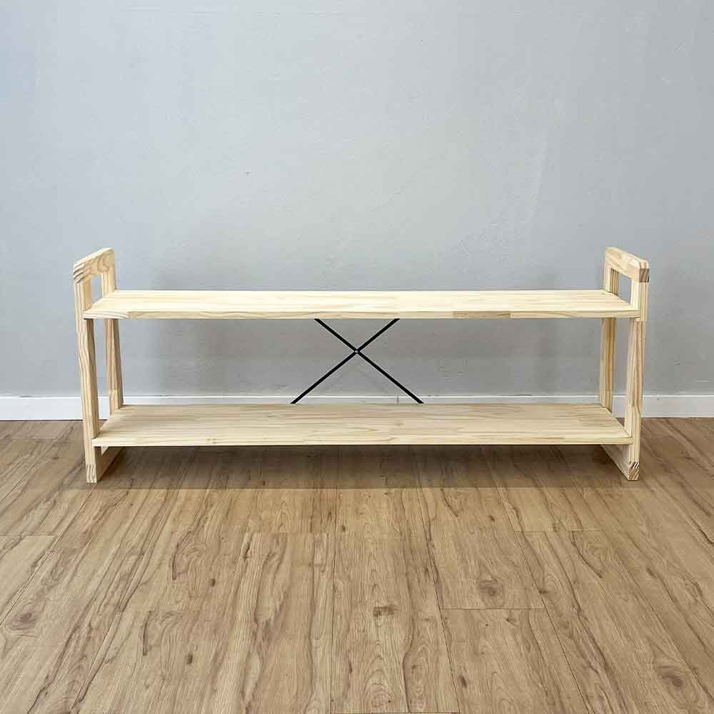 Rack Tv Linea para TV 65 140CM Madeira Pinus com 2 Prateleiras Natural Artfactory Design
