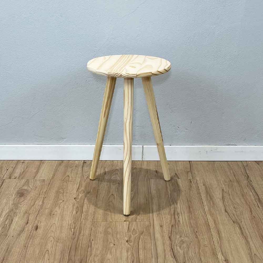 Mesa Lateral Redonda Pé Palito MDF Madeira 30CM Natural Artfactory Design 30CM