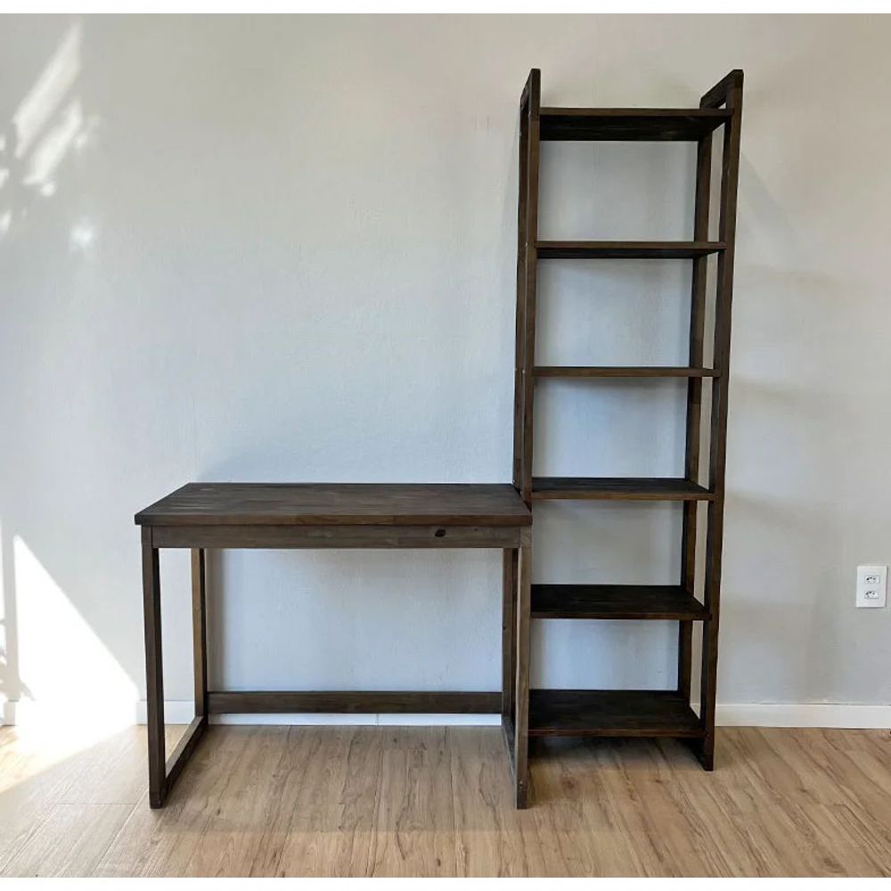 Home Office Escrivaninha e Estante Linea Slim Outros sem Gavetas Madeira Pinus 96CM Tabaco Artfactory Design 96CM 2