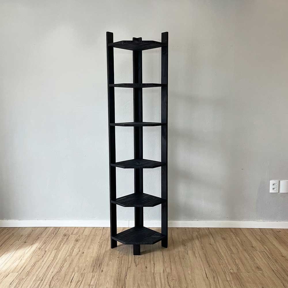 Estante Linea 6 Prateleiras Madeira de Pinus 36.5CM Preto Artfactory Design 36.5CM