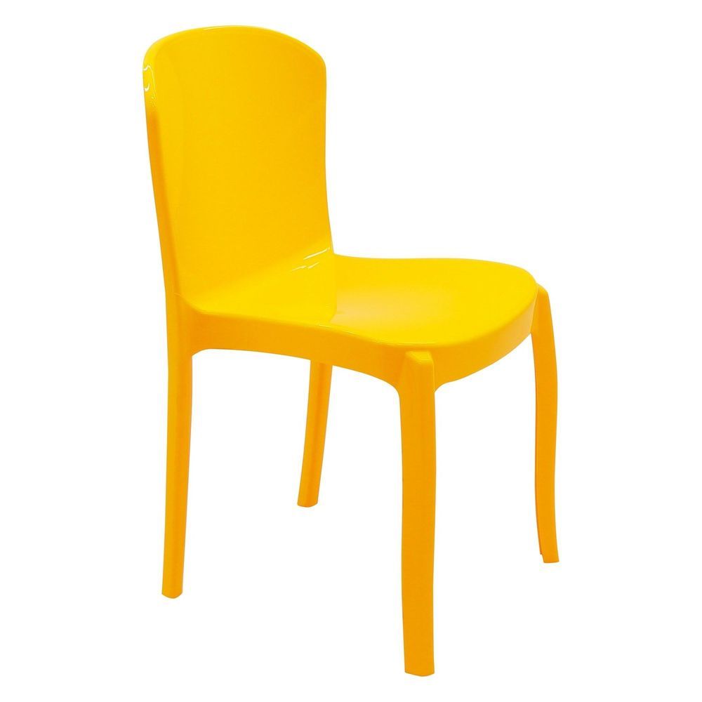 Cadeira Anna Polipropileno Estrutura Plástico Assento Fixo Empilhável Amarelo Tramontina 50CM