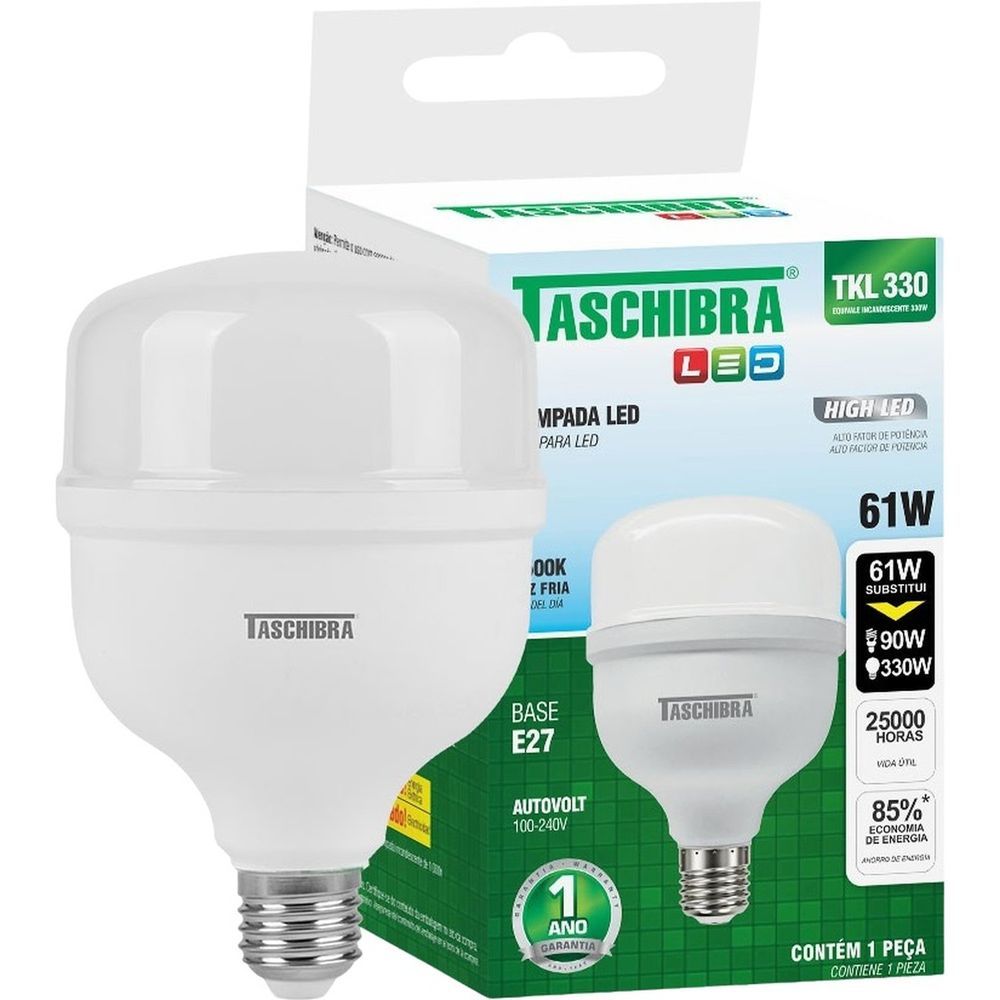 Lâmpada Led Bulbo TKL 330 61W Bivolt 6.500K 5.400 Lúmens Branco Taschibra 11080340