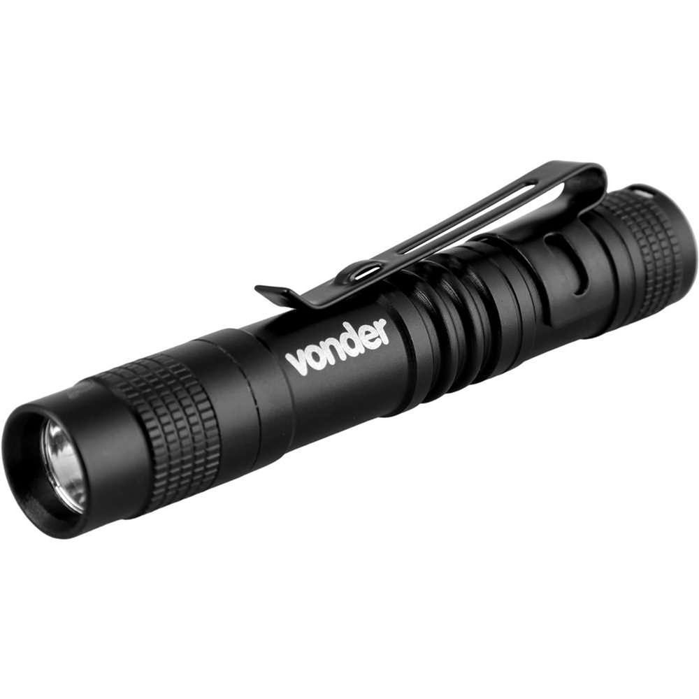 Lanterna Caneta Mini LED XPE 40LM com Estrutura à Prova de Umidade e Clip Metálico Preto Vonder 12CM