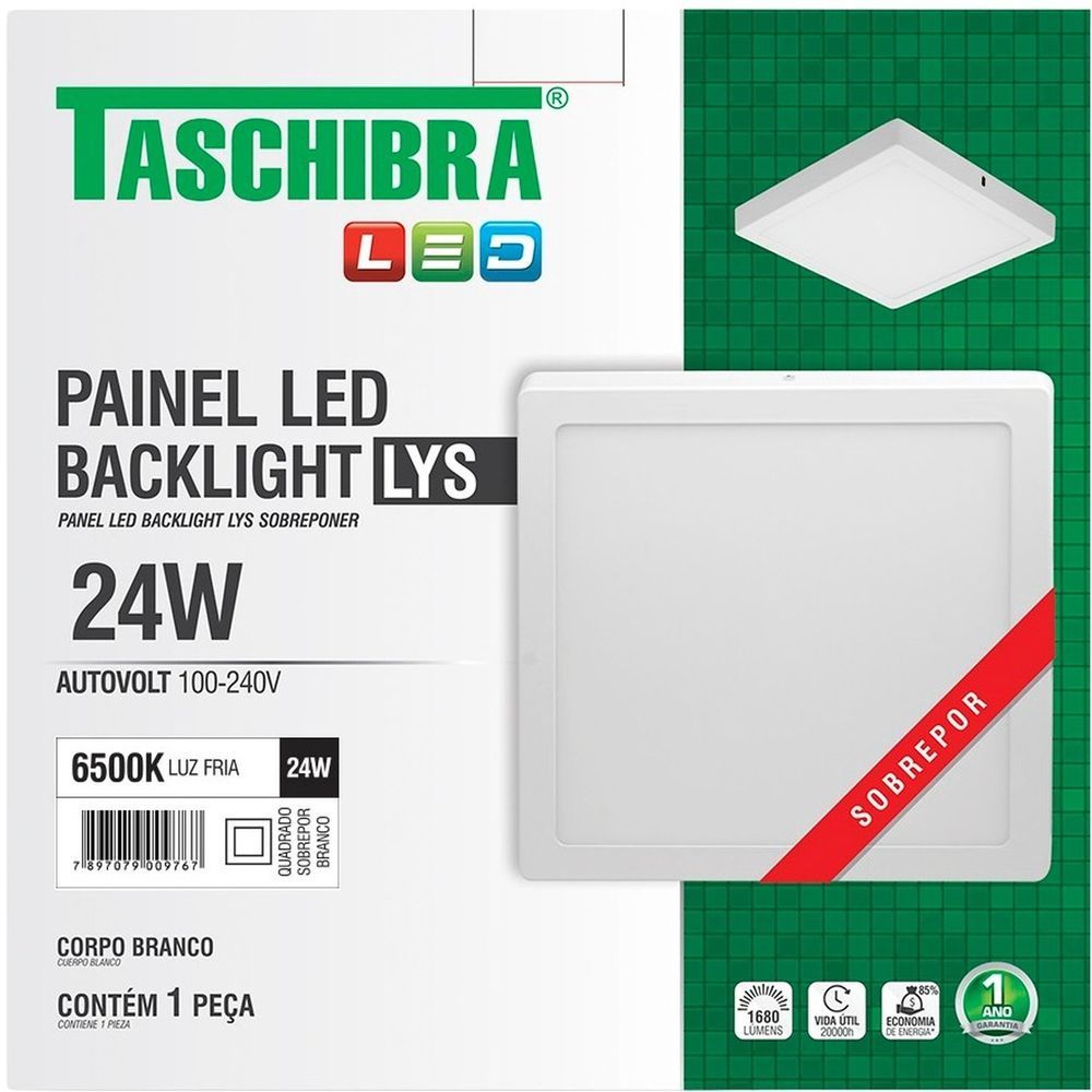 Luminária Led 15140181 para Iluminação Decorativa e Técnica Bivolt Quadrada Taschibra 28.5CM 24W