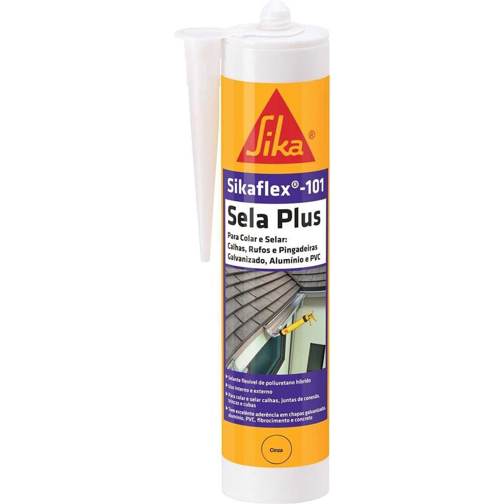 Selante Adesivo Elástico Sikaflex-101 Plus com Alta Resistência e Boa Elasticidade Cinza Sika Brasil 250ML
