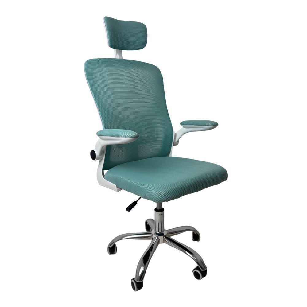 Cadeira de Escritório Diretor Vegas Mesh Base Giratória com Apoio Lombar e Cabeça Ajustáveis Verde Oficial Webshop 60CM