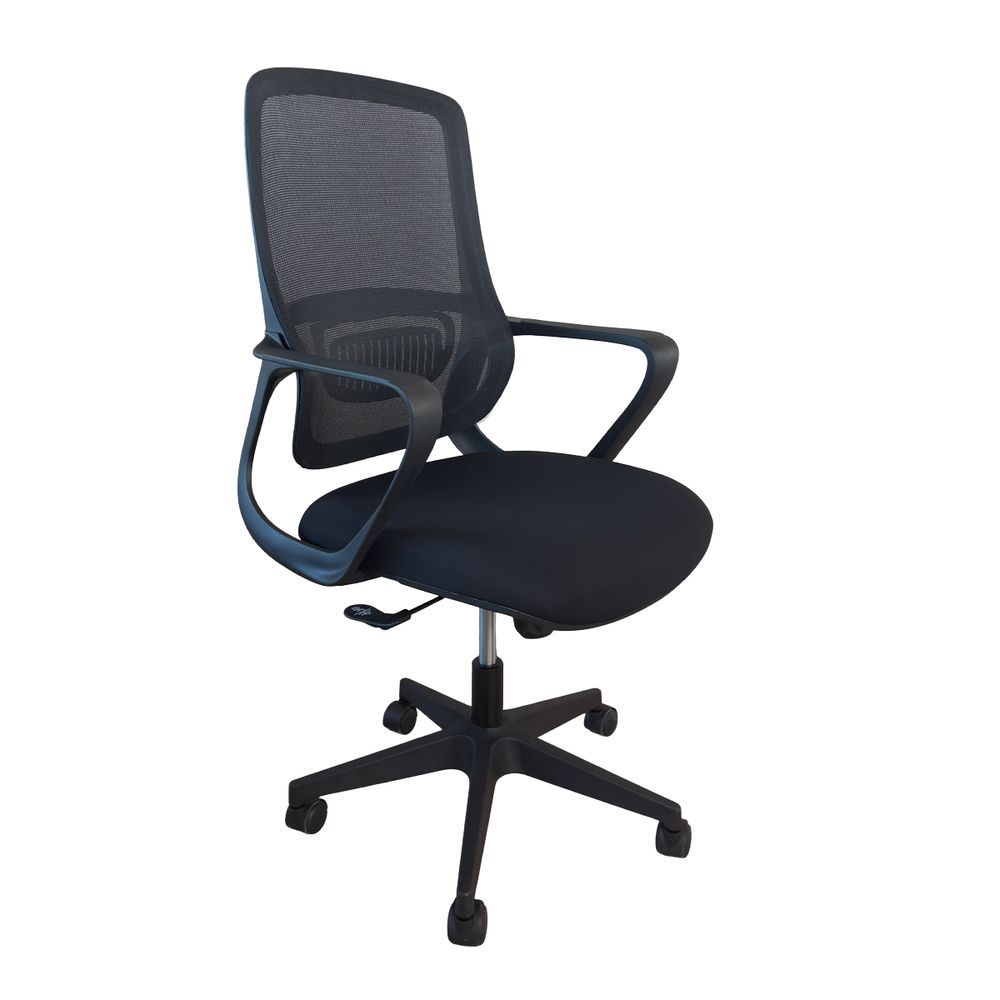Cadeira de Escritório Diretor Vinci Mesh Base Giratória com Ajuste de Altura e Braço Fixo Preta Oficial Webshop 51CM