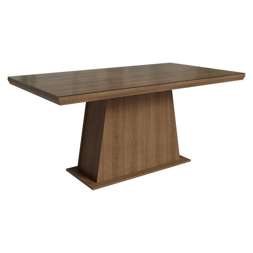 Mesa de Jantar 53645Z2MOVI 6 Lugares Retangular MDF com Vidro Sobreposto 160CM Rustic Madesa