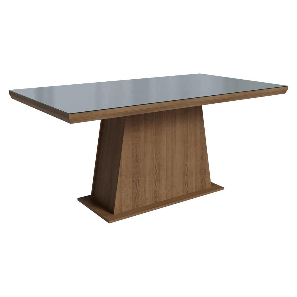 Mesa de Jantar 5364J12MOVI 6 Lugares Retangular com Vidro Sobreposto Cinza Rustic Madesa 160CM