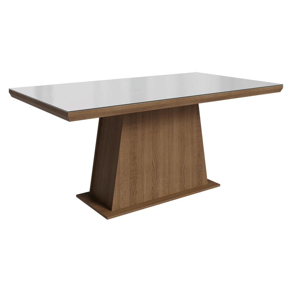 Mesa de Jantar 5364J32MOVI 6 Lugares Retangular com Vidro MDF 160CM Rustic Branco Madesa