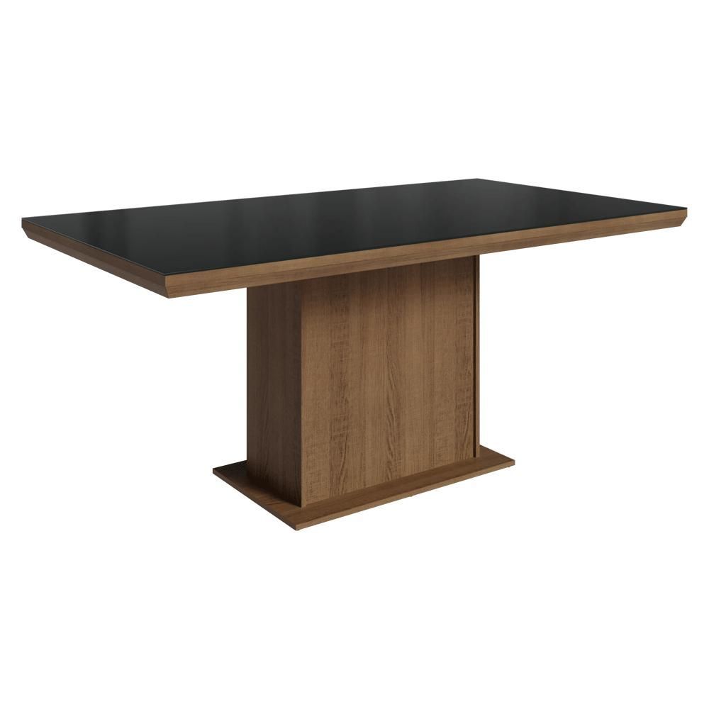 Mesa de Jantar 5275 6 Lugares Retangular Vidro 160CM Rustic Preto Madesa