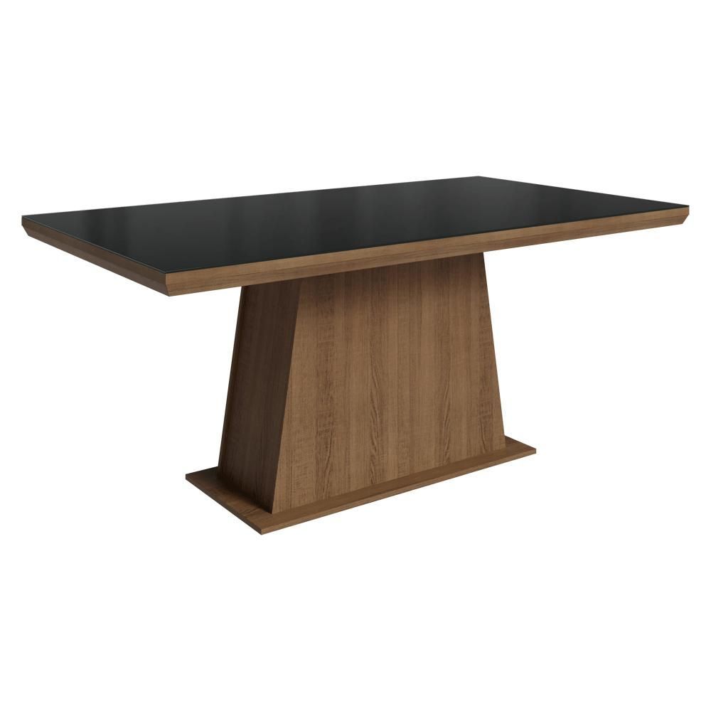 Mesa de Jantar 5364C12MOVI 6 Lugares Retangular MDF com Vidro Sobreposto Rustic Preto Madesa 160CM