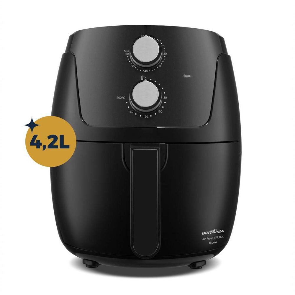 Air Fryer sem Óleo Britânia BFR36A 4,2L 1500W Silverstone Antiaderente Preto 220V