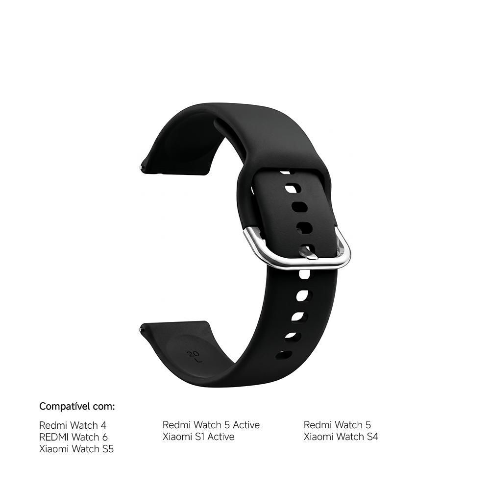Pulseira para Smartwatch Xiaomi 22mm com Adaptador para Redmi Watch 5 6 e Xiaomi Watch S5 Preta