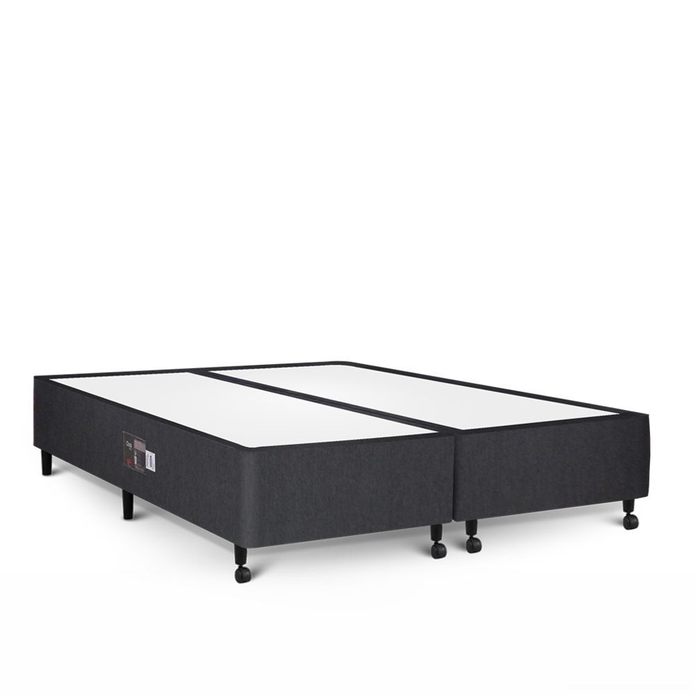 Cama Box King Size Castor Class Tecnopedic Estrutura de Madeira Tecido Chenille Preto Colchões Castor 193CM