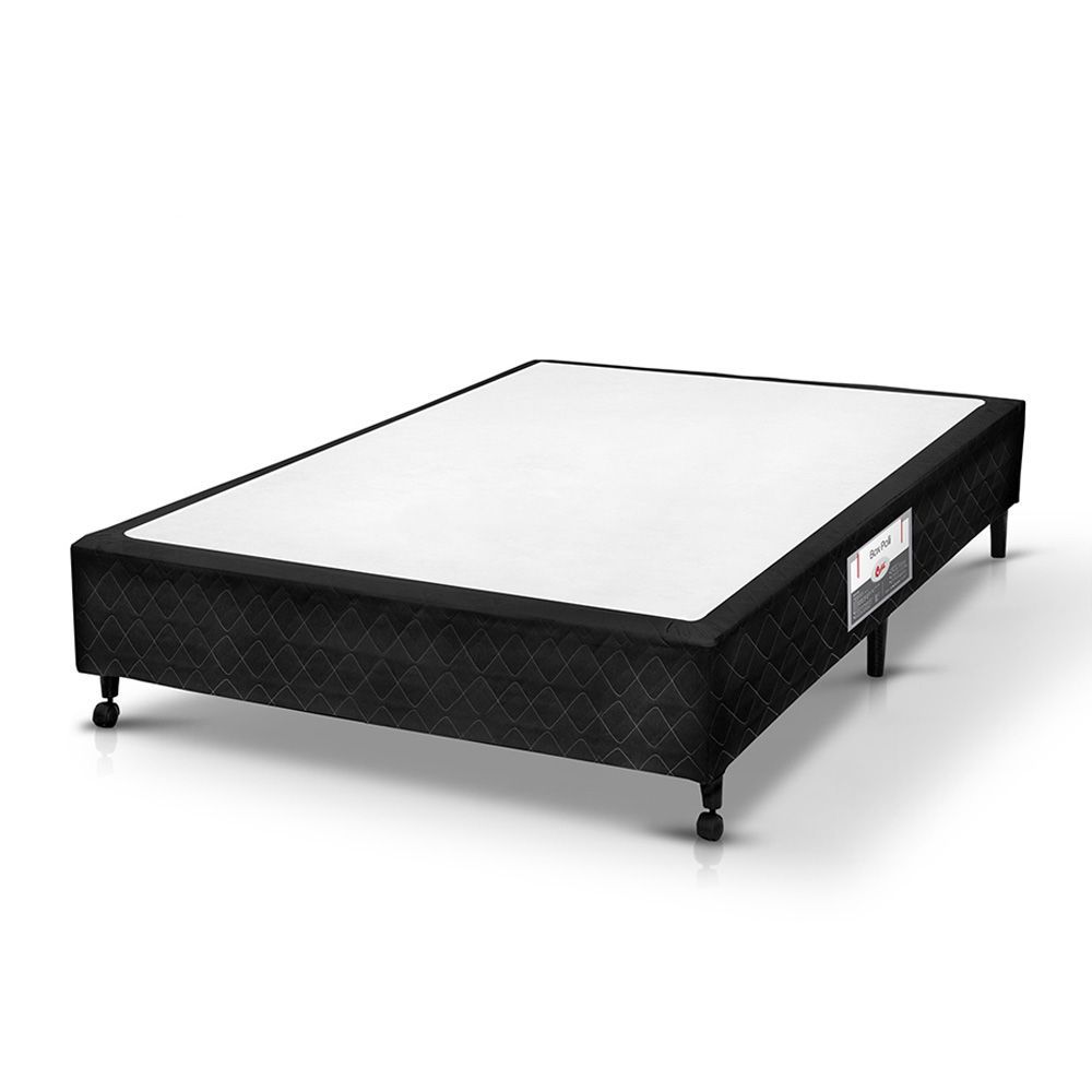 Cama Box Casal Box Castor Poli Estrutura em Madeira Revestimento em Tecido Matelassado Preto Box Colchões 128CM