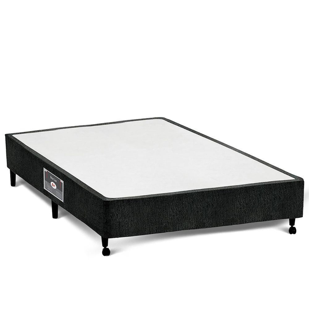 Cama Box Casal Box Castor Lux Estrutura em Madeira Revestimento em Tecido Chenille Preto Colchões Castor 138CM