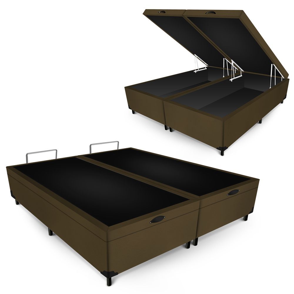 Box Baú Max Ultra 158CM Queen Size Suede com Estrutura em MDF Marrom Maxispuma