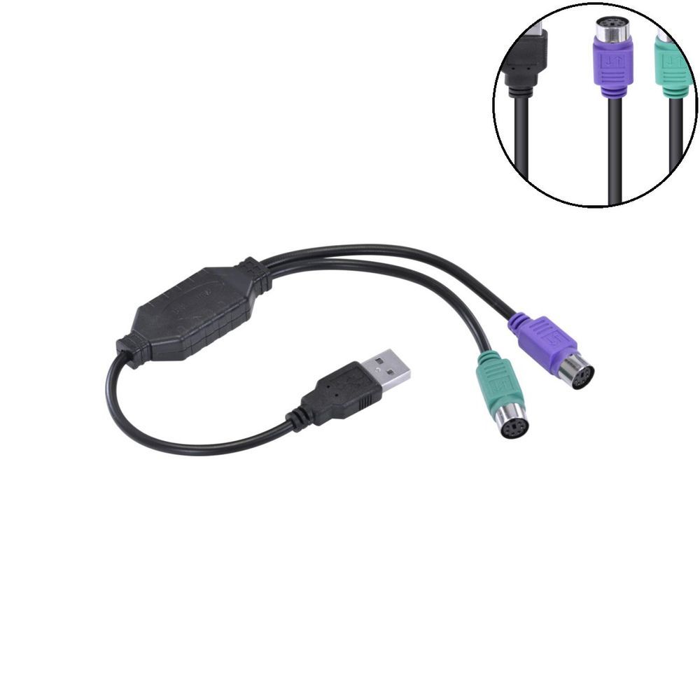 Cabo Adaptador Ps2 para Usb 30cm Converta Seu Teclado Ou Mouse PS2 em Periférico USB Preto Vinik 30CM