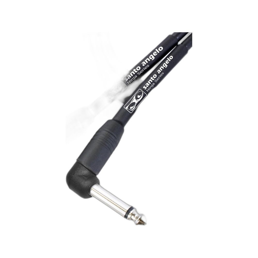 Cabo de Microfone Ninja l Cable com Conector P10-P10 90 graus  Liga de Cobre OFHC Preto Santo Angelo 9,15M