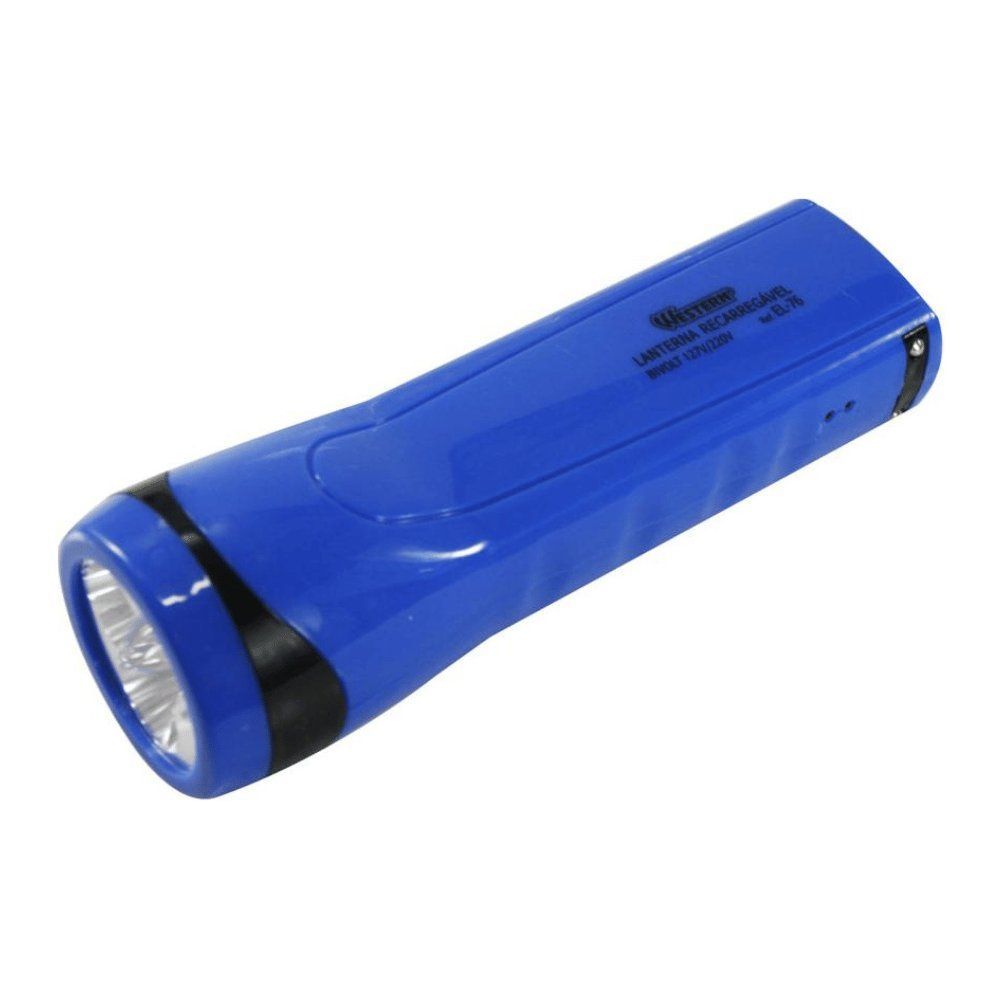 Lanterna Recarregável Western Curta 3 Leds com 3 Leds em Alumínio Resistente à Água para Exteriores Preto 15CM