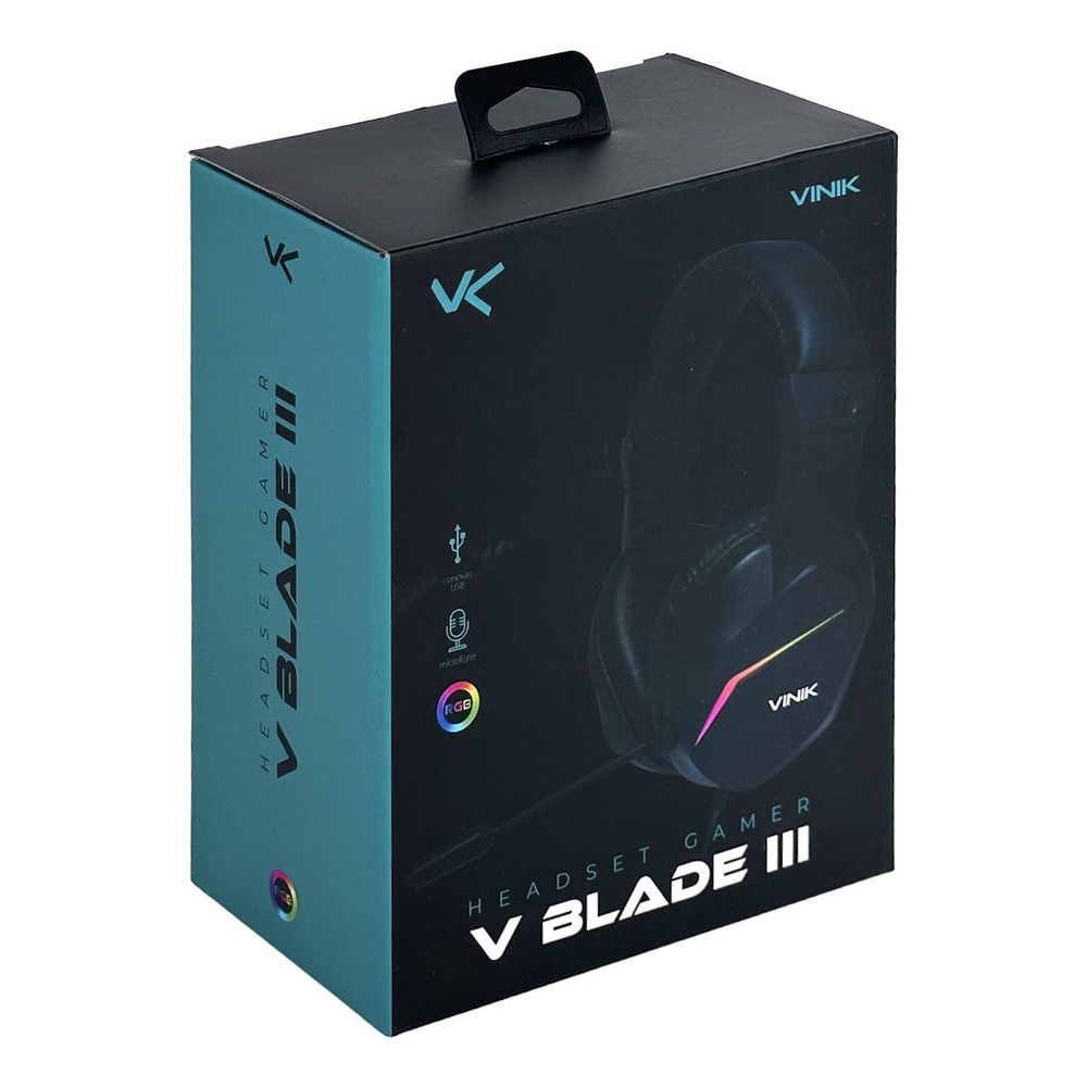 Headset Gamer Vinik V Blade III USB com Iluminação RGB e Microfone Integrado 1.8M Cabo Rainbow