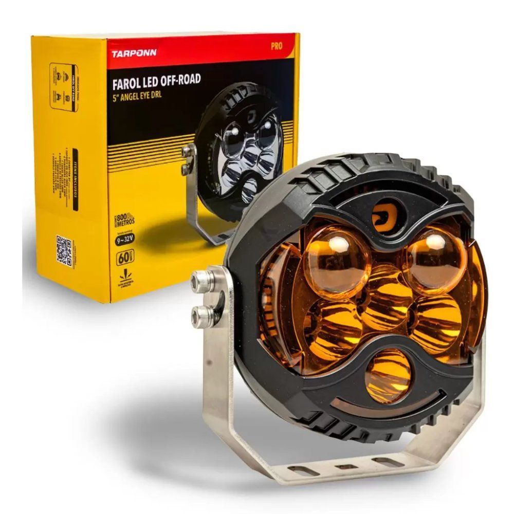 Farol Off-road 5 Polegadas TP-6046 para Veículos 9 a 36V com 60W e 12000LM Alta Performance em Alumínio Tarponn 13CM