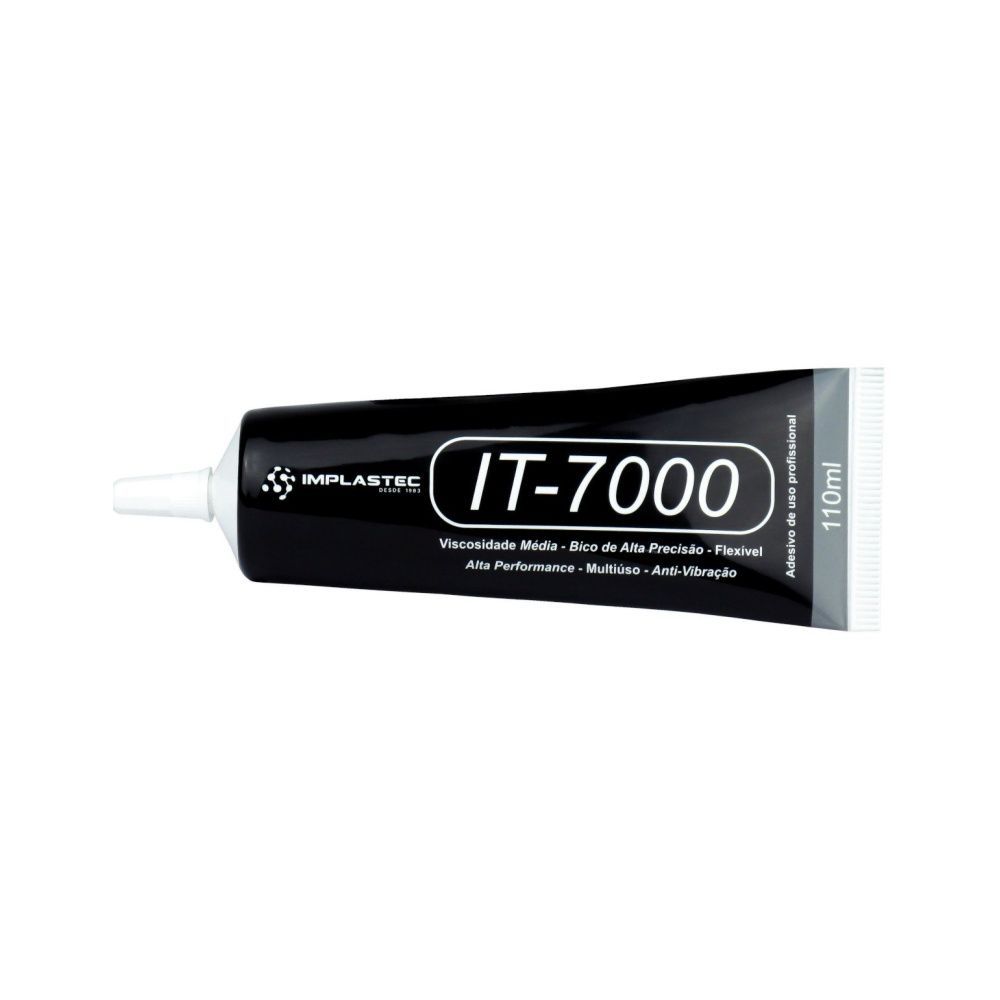 Cola para Tela de Celular Implastec IT7000 com Adesão para Eletrônicos 110ML Preto 1 Unidade