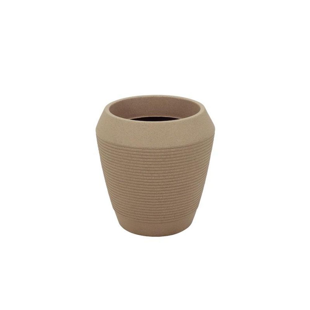 Vaso Egípcio Cilíndrico 45CM em Polietileno Granito Areia com Resistência UV e Água Bege Tramontina 45CM 23KG