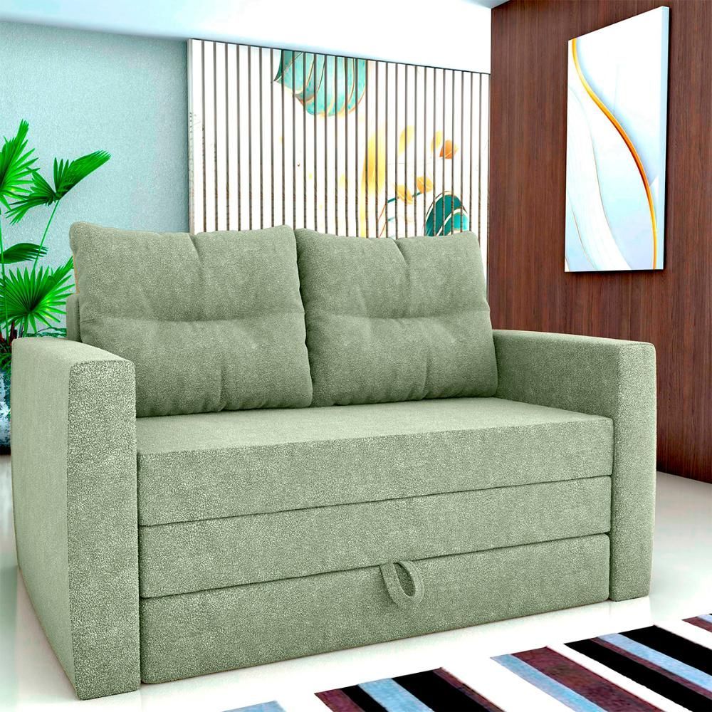 Sofá Cama Luma 2 Lugares 148CM Mostarda Bouclê Casal 150CM Fibra Sintética Matrix
