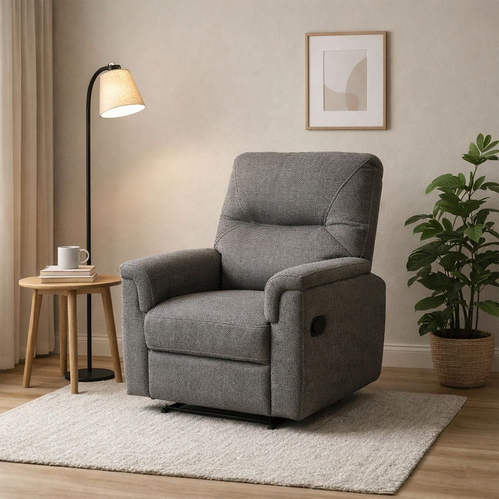 Poltrona do Papai Reclinável com Apoio para os Braços Veludo Chumbo Confortável 84CM Matrix