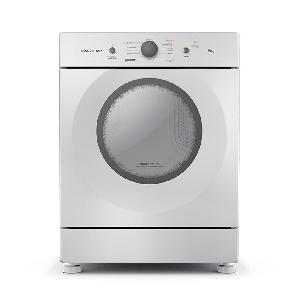 Secadora de Roupas Piso Brastemp BSR10BB 10KG Cesto Inox Ciclo Desodorizar e Passe Fácil Branco 220V