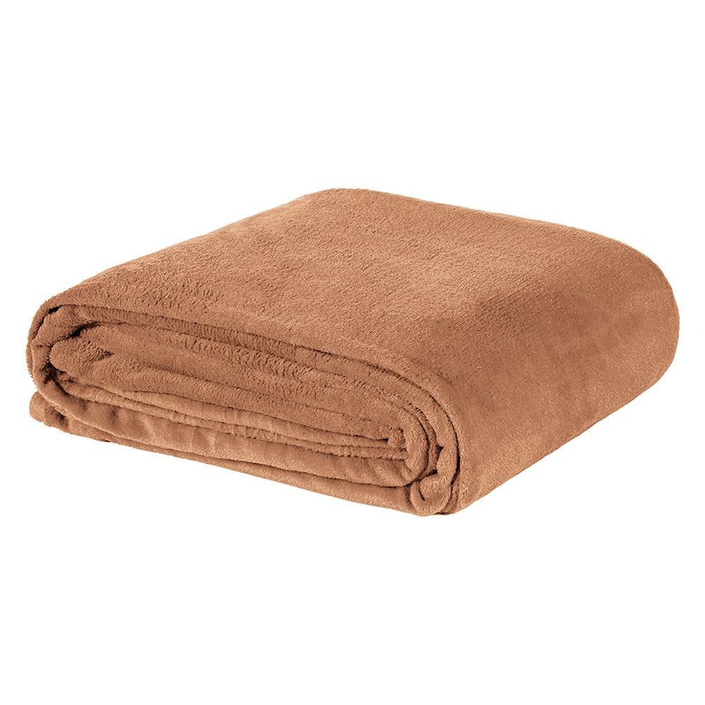 Manta Everest Queen 240x220CM 100% Poliéster Microfibra Toque Macio Apricot Casa Modelo Enxovais