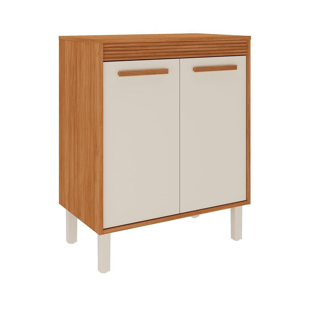 Balcão de Cozinha Canela 2 Portas 1 Prateleira MDP 70CM Cinamomo e Off White Itatiaia 70CM
