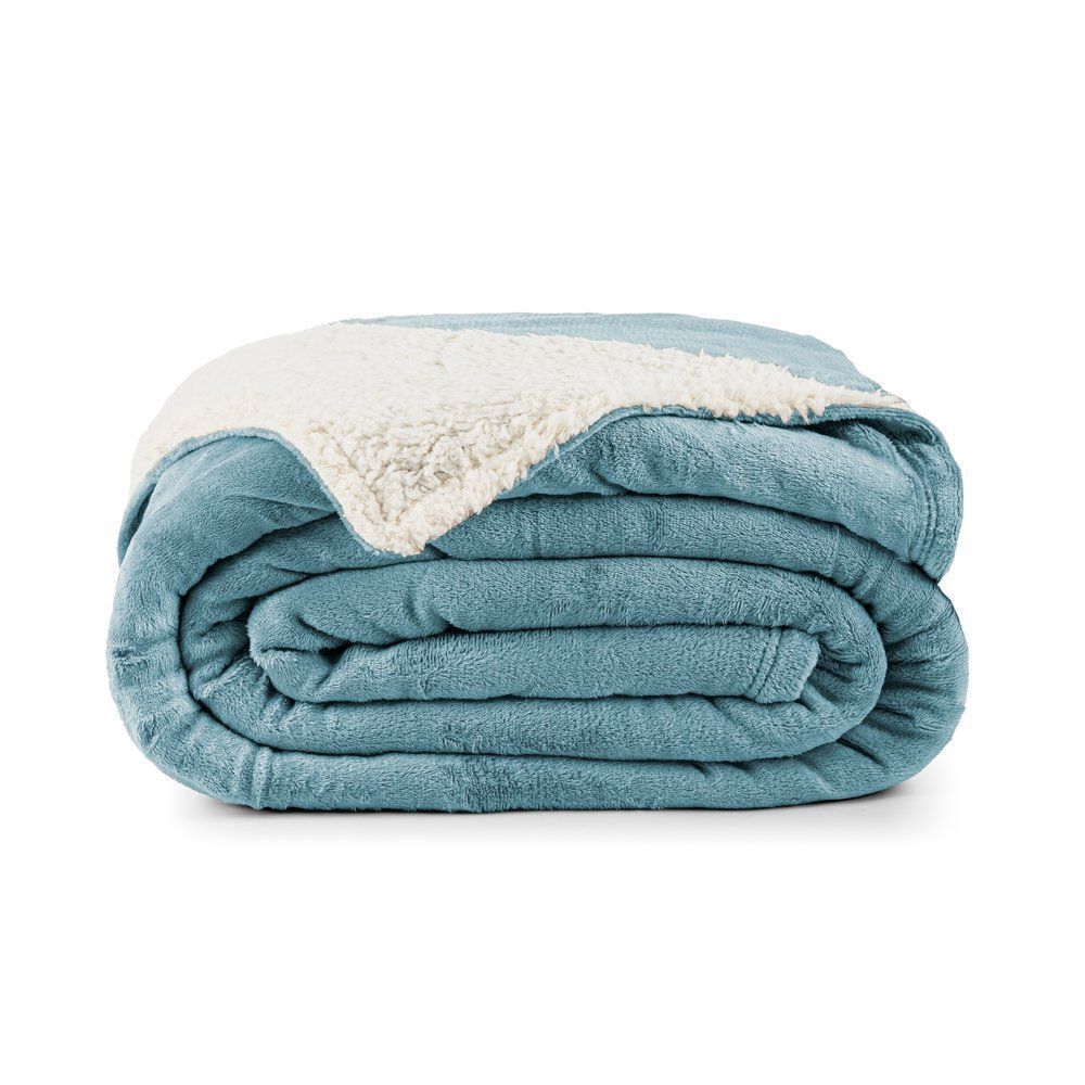 Cobertor Alaska King 260x240CM 100% Poliéster Sherpa Reversível Aconchegante Quartzo Azul Bia Enxovais