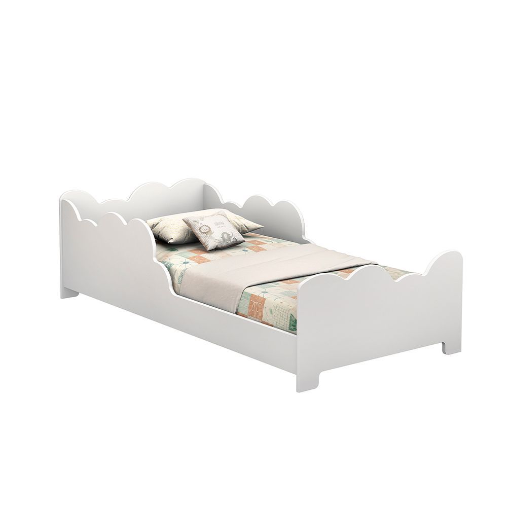 Cama Infantil Cama Juvenil Nuvem em MDF Branco com Acabamento Brilhante Loja Doce Lar 73CM