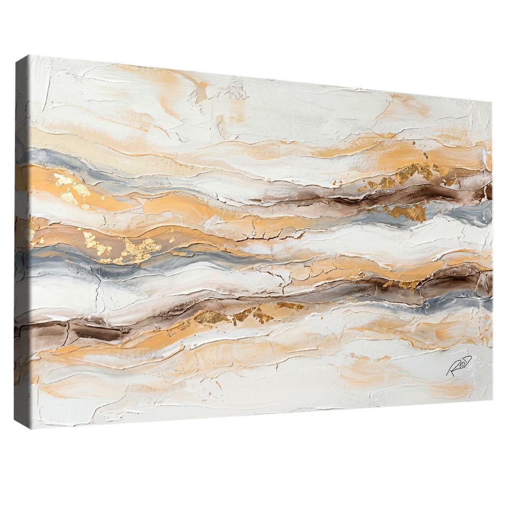 Quadro Decorativo Textura Nobre Marmorizada Retangular 84x54cm em Canvas com Borda Infinita Branco BR Artes