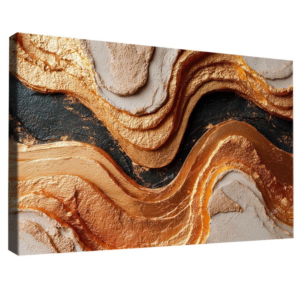 Quadro Decorativo Abstrato Golden Black Bra-03482 Borda Infinita em Madeira Nobre Reflorestada Preto BR Artes