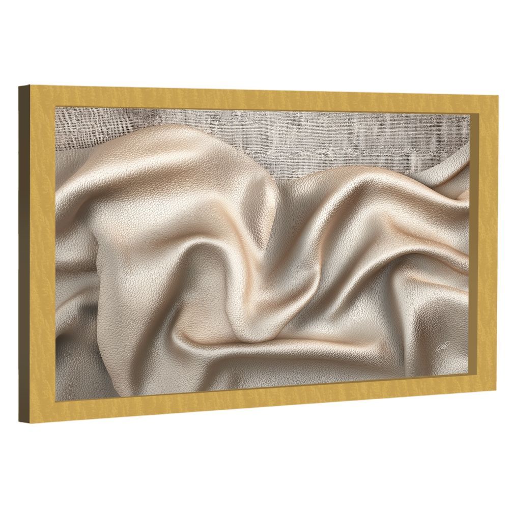 Quadro Decorativo Couro e Ninho Retangular 84x54CM em Madeira Nobre Reflorestada com Moldura Dourada BR Artes