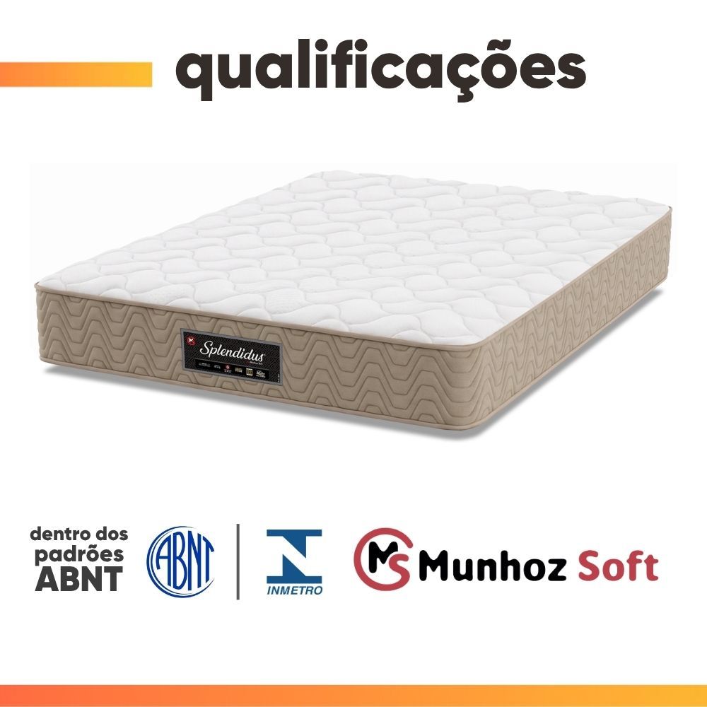 Cama Box com Colchão Queen Splendido Molas Ensacadas Tecido de Malha e Suede Bege Metalurgia Munhoz 158CM