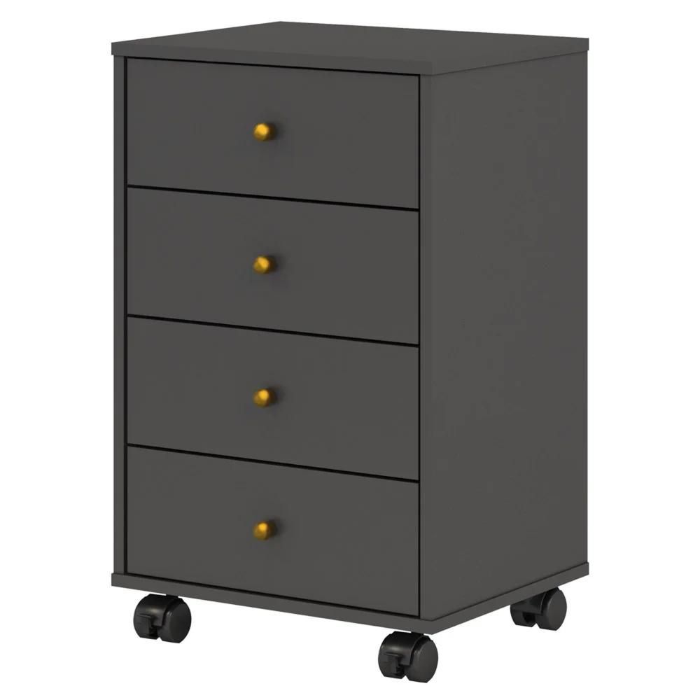 Mesa de Cabeceira Presence 4 Gavetas MDP Moderno Grafite Mpozenato 45CM