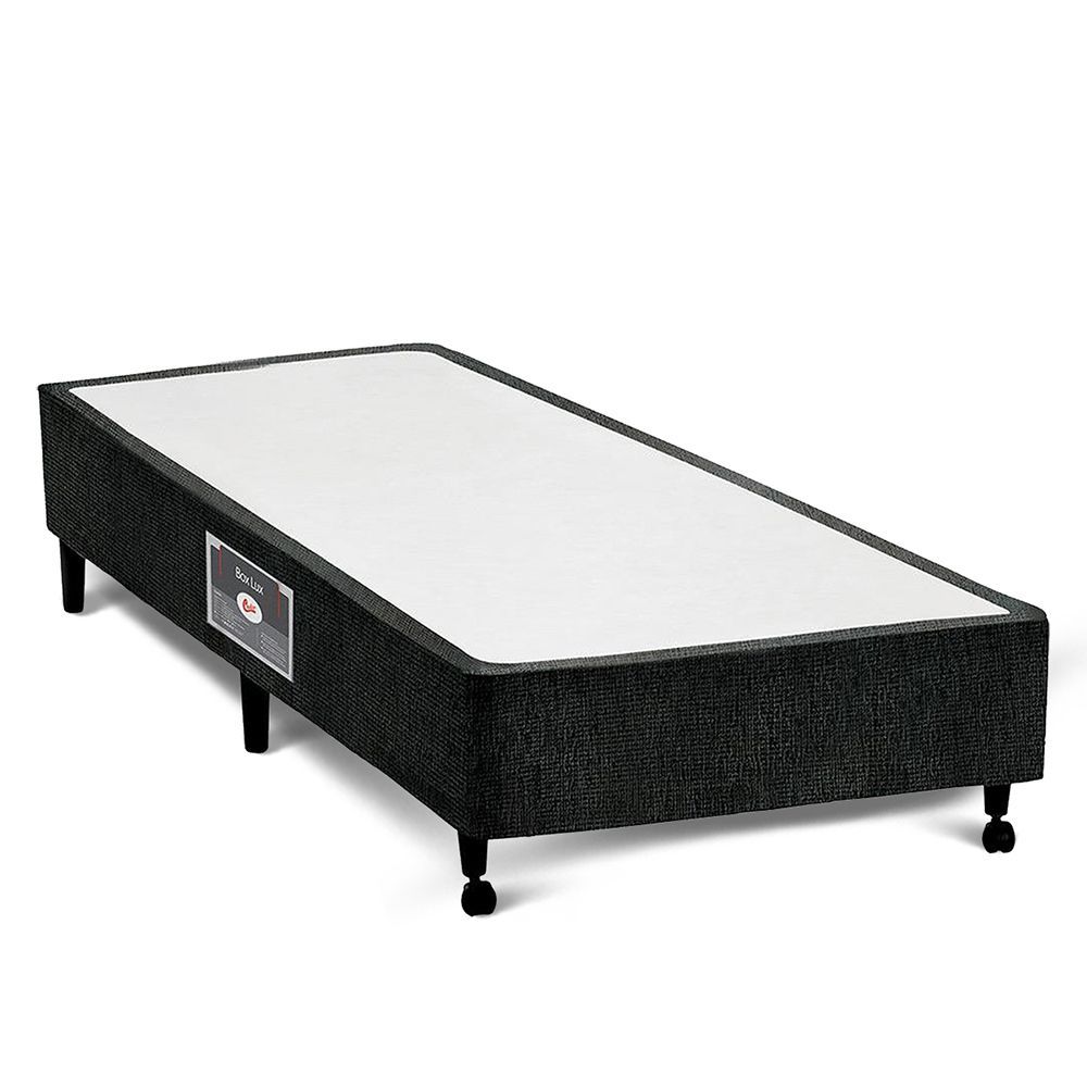 Cama Box Solteiro Castor Estrutura em Madeira Revestida em Tecido Preto Lux 88CM
