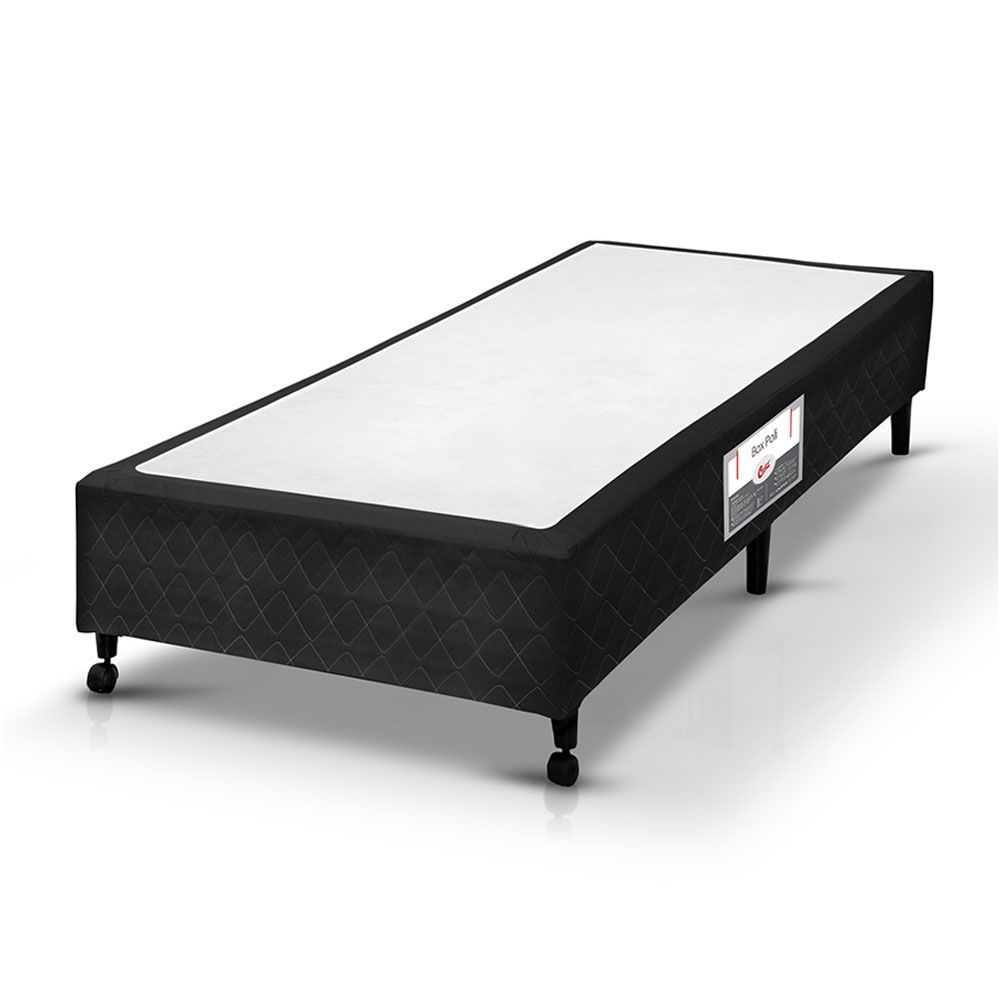 Cama Box Solteiro Castor Poli Preto com Estrutura em Madeira e Revestimento em Poliéster Box Colchões 88CM