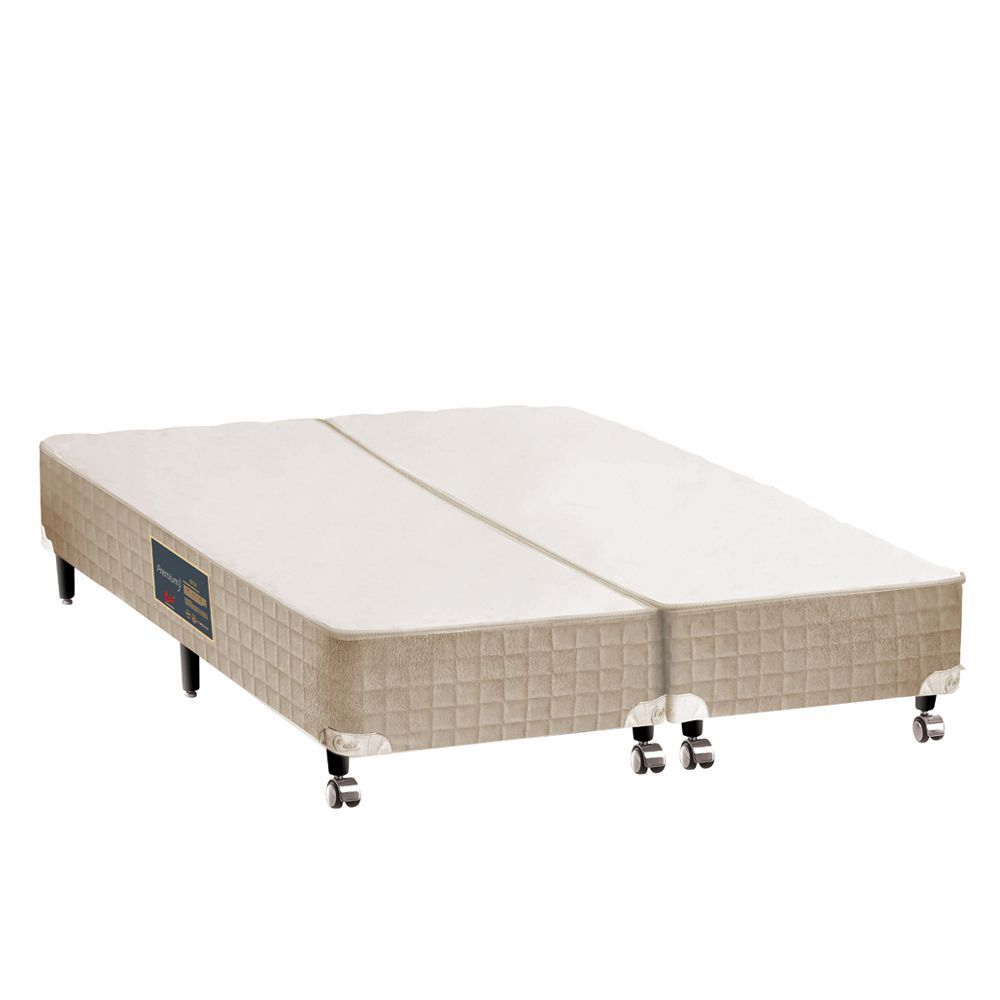 Cama Box Queen Size Premium Pillow Top Molas Ensacadas Tecido Matelassado Bege Colchões Castor 158CM