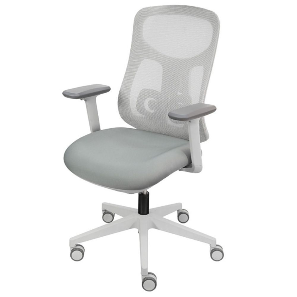 Cadeira Office Osaka Baixa Ergonômica PU Base Giratória com Ajuste de Altura e Encosto Ajustável Cinza OR Design