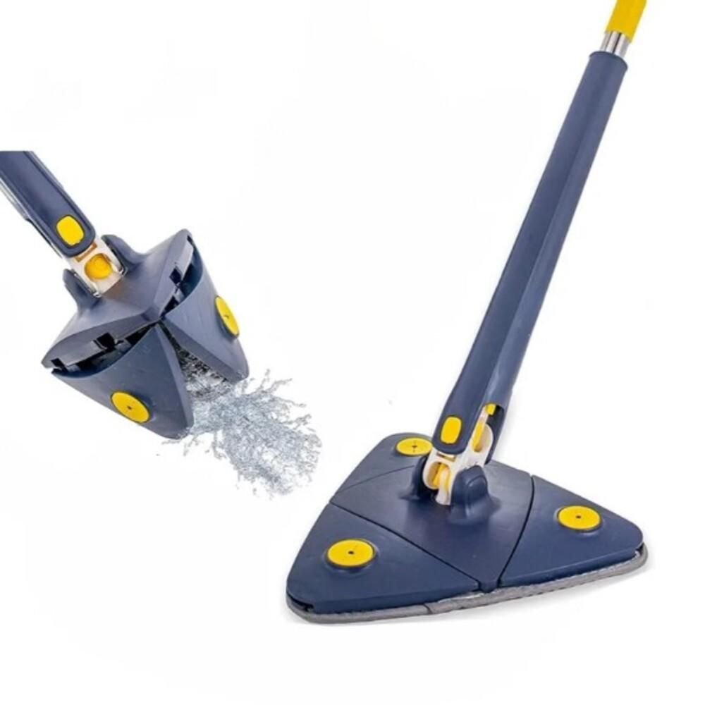 Mop Triangular Giratório Mágico 360 graus  com Microfibra Aço Inoxidável Alcança Cantos para Pisos Vidros Paredes Tetos